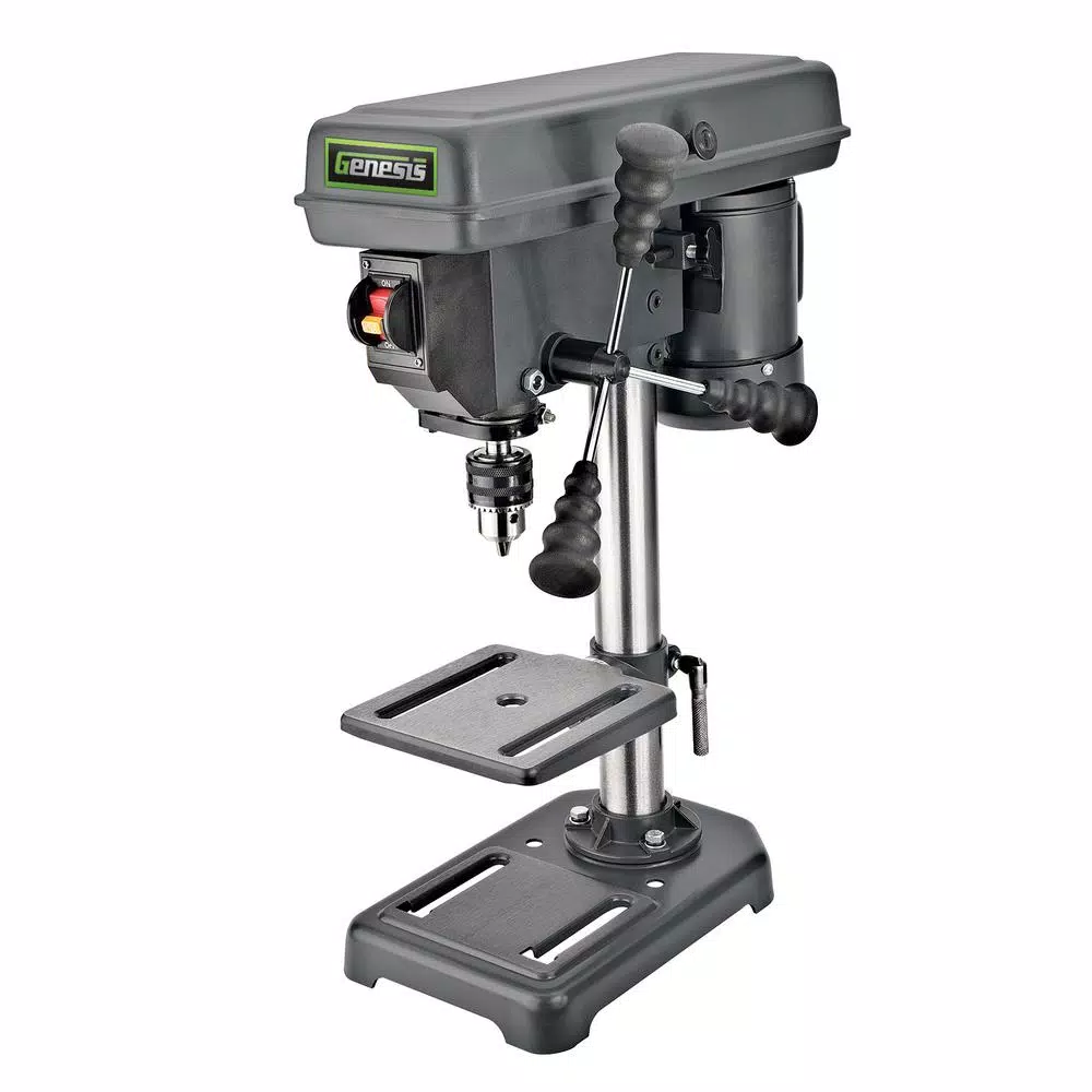 Genesis 2.6 Amp 8 in. 5-Speed Drill Press with 1/2 in. Chuck， Adjustable Depth Stop， Tilt Table and Chuck Key and#8211; XDC Depot