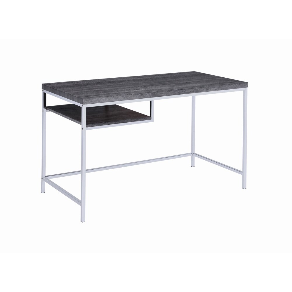 Coaster Furniture Kravitz Weathered Grey and Chrome Rectangular Writing Desk