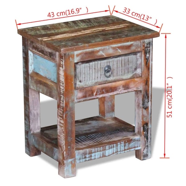 Side Table with 1 Drawer Solid Reclaimed Wood 17