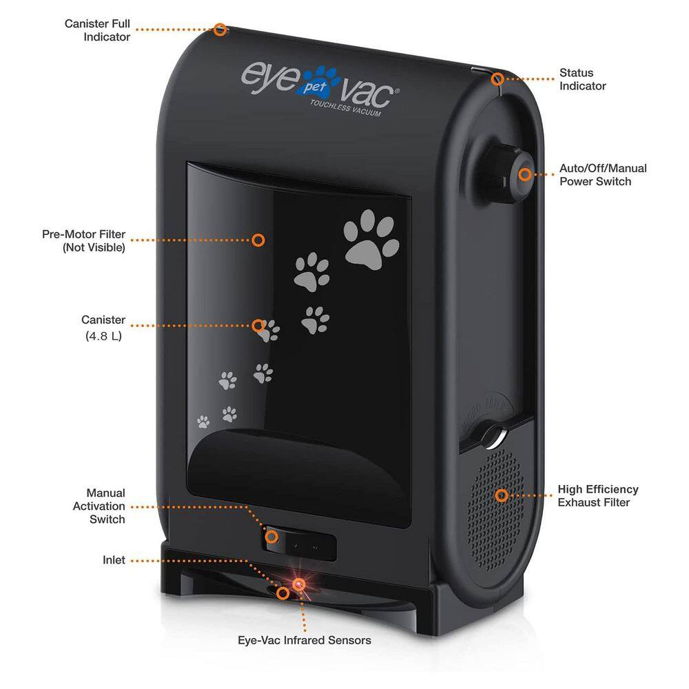 EyeVac Touchless Pet Vacuum in Black EVPETPB