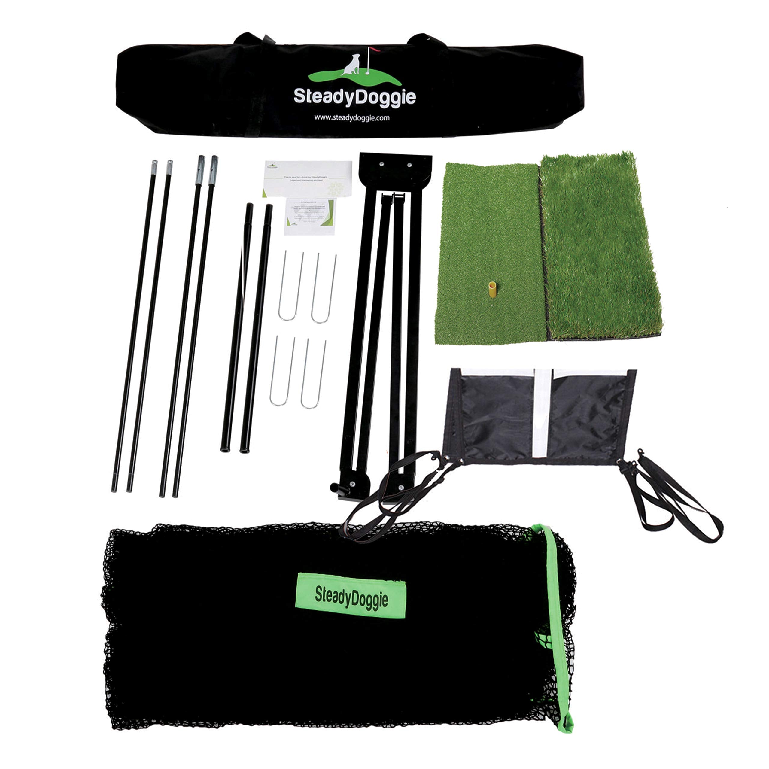 10 x 7ft Golf Net Bundle - Professional Patent Pending Design - Dual-Turf Golf Mat (select 4pc)， Chipping Target and Carry Bag－The Right Choice of Golf Nets for Backyard Driving and Golf Hitting Nets