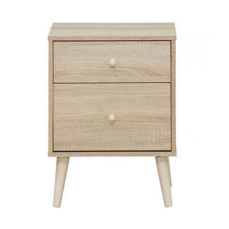 Hivago 2-Drawer Nightstand Beside End Side Table with Rubber Legs