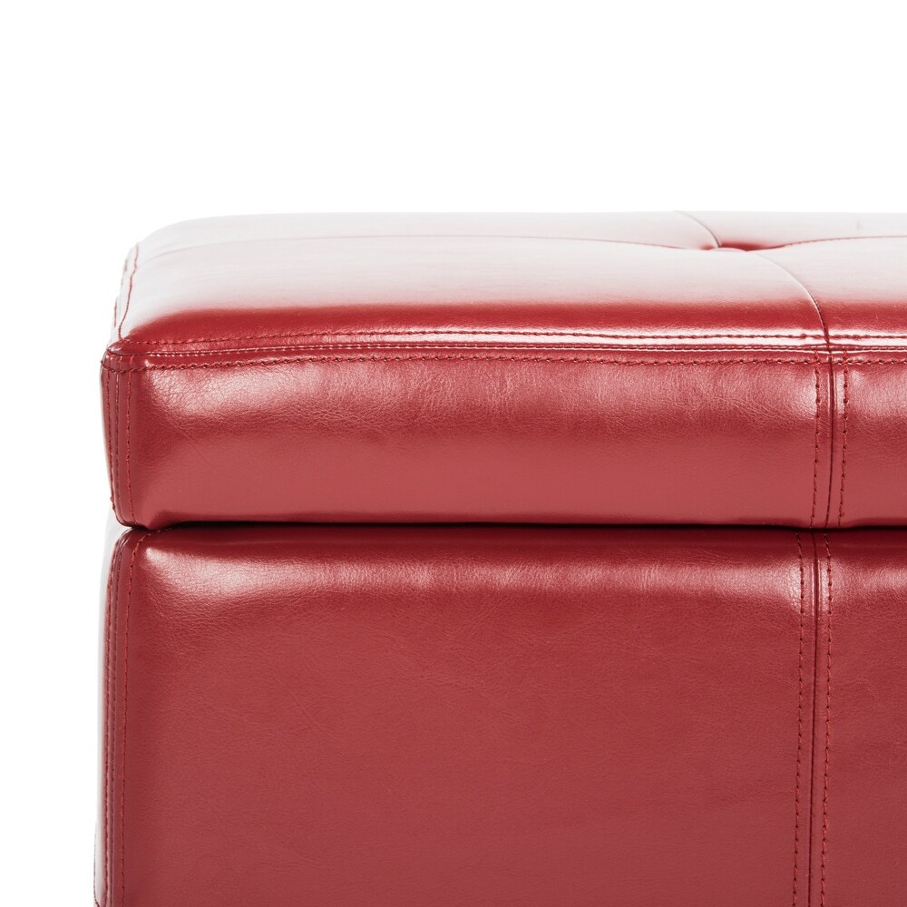 Safavieh Maiden Tufted Red Bicast Leather Storage Bench   30.1\