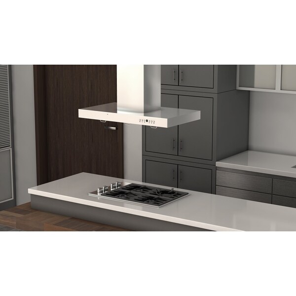 ZLINE Stainless Steel Convertible Vent Island Mounted Range Hood