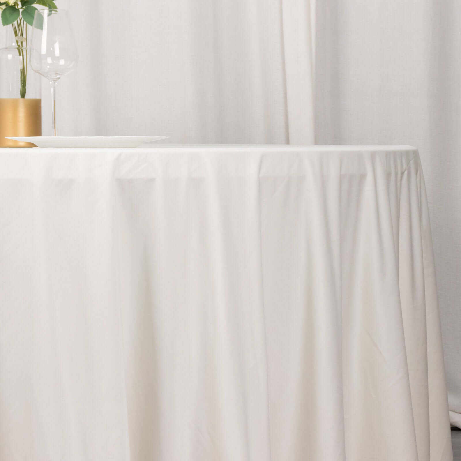 Ivory Premium Scuba Round Tablecloth, Wrinkle Free Polyester Seamless Tablecloth 120