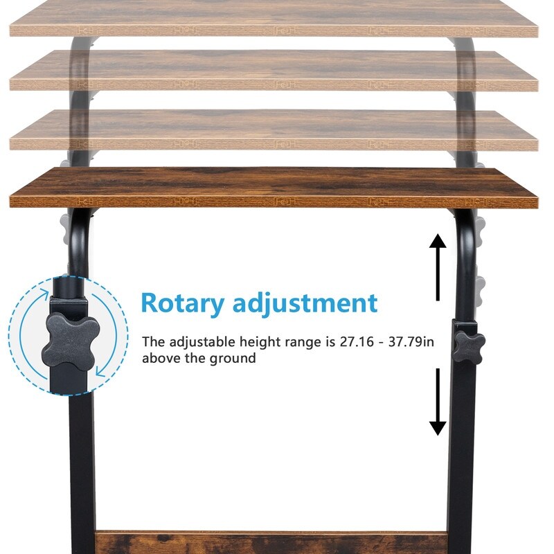 Height adjustable Chipboard   Steel Side Table with Baffle