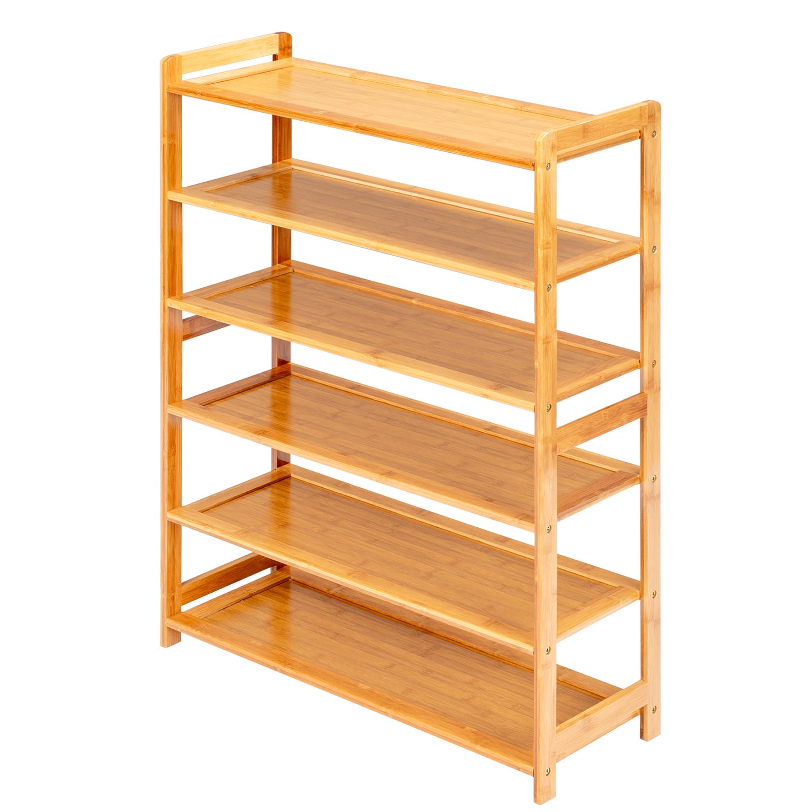 Ktaxon 6 Tiers Bamboo Shoe Storage Rack Sturdy Shoe Shelf Shoe Stand Closet Organizer， 18-24 Pairs， Wood Color