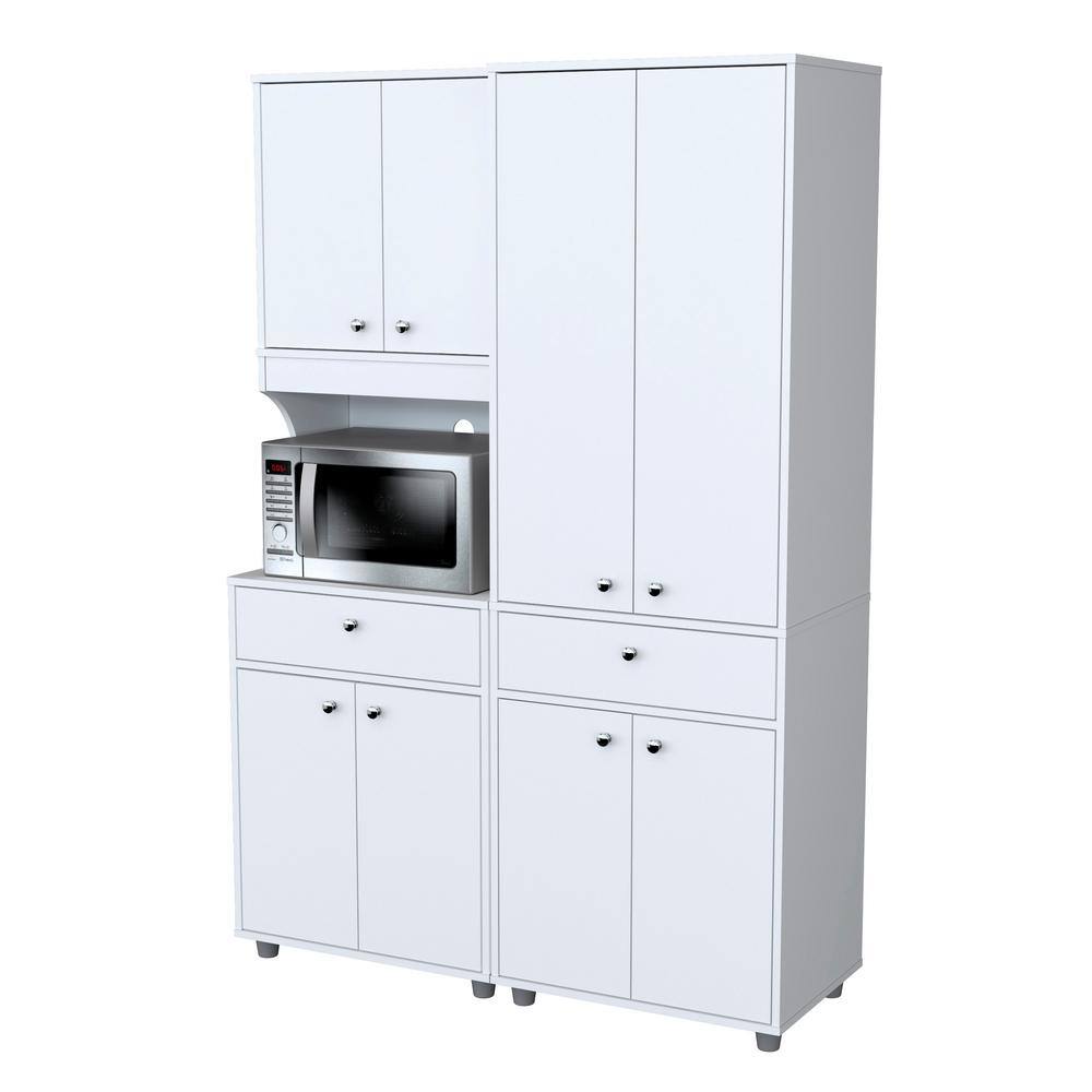 Inval Ready to Assemble 47.2 in. W x 70.5 in. H x 17 in. D Kitchen Storage Utility Cabinet in White (2-Piece) KS-GP3