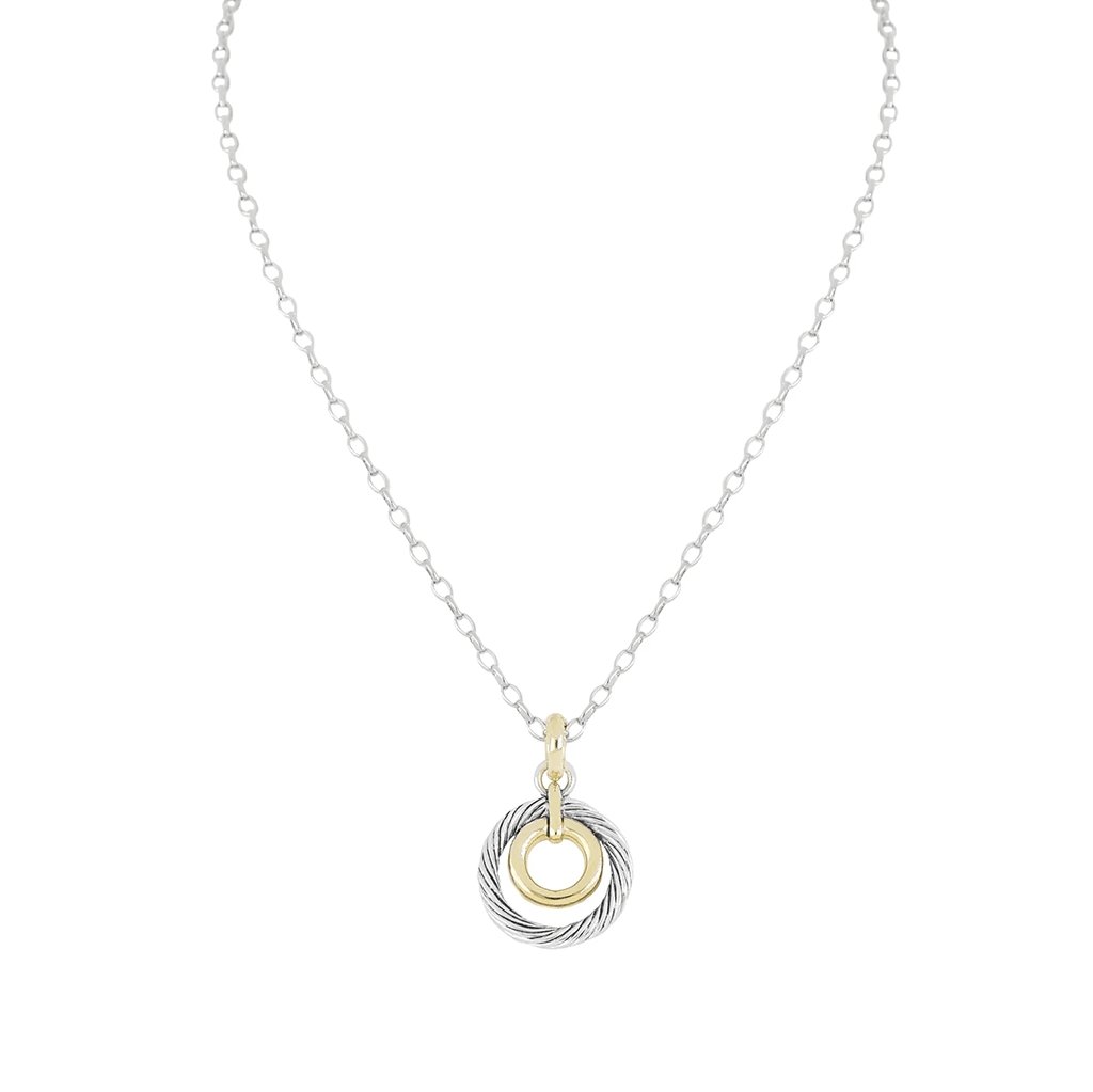 John Medeiros  Cordao Circle With Gold Inset Pendant Necklace 16-18