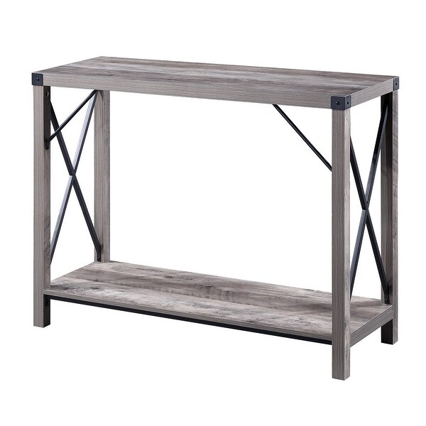 Ledel Rustic Wood Console Table With Storage Shelf