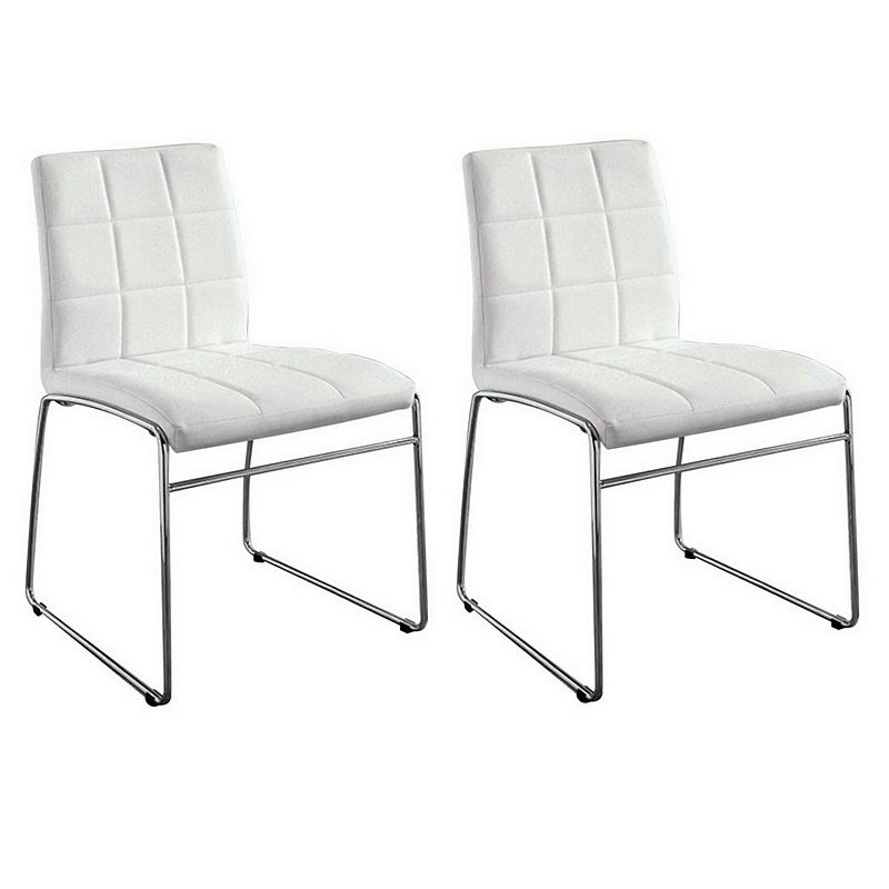 Oahu Contemporary Side Chair With Steel Tube， White Finish， Set of 2