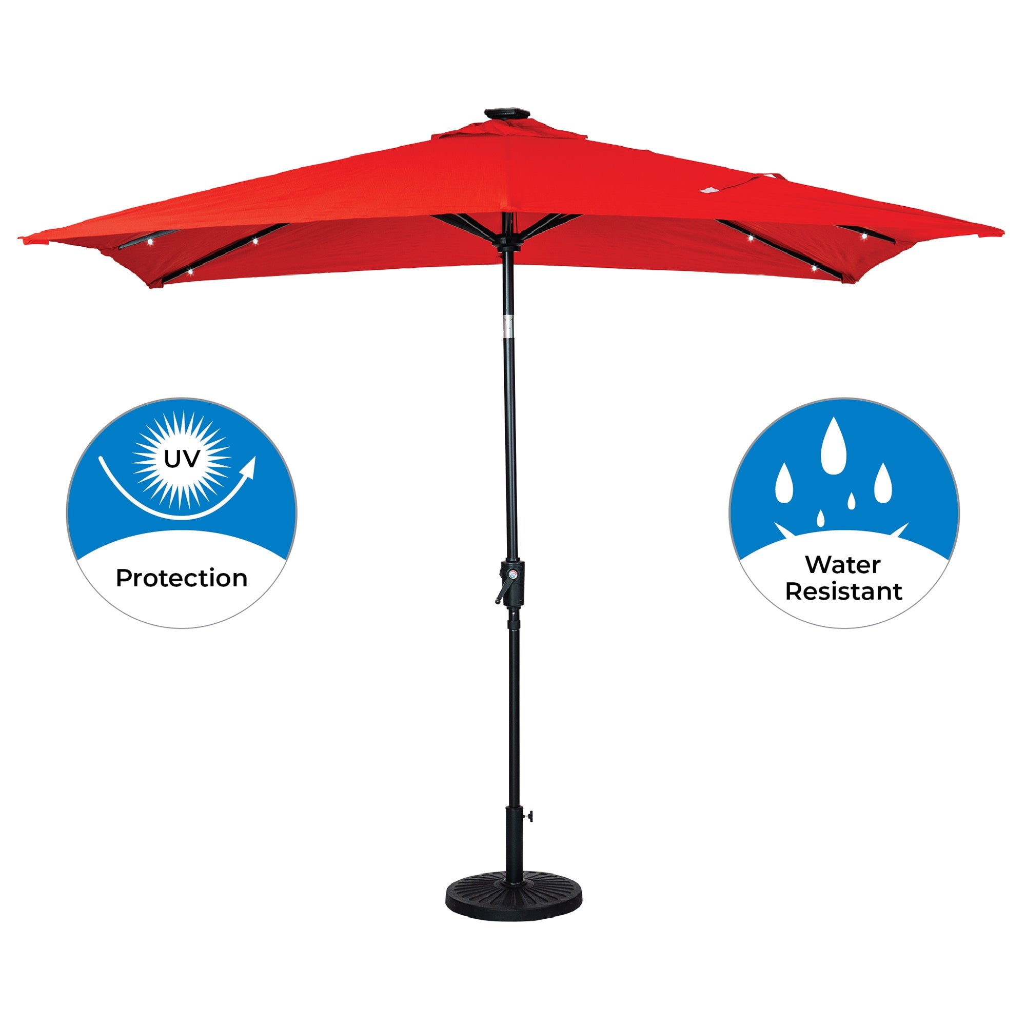 SunRay 9' x 7' Rectangular Patio LED Umbrella Solar Powered w/Crank & Tilt Outdoor Umbrella, Grey