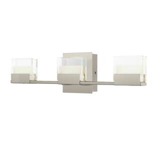 Home Decorators Collection VICINO 3-Light Brushed Nickel Integrated LED Bathroom Vanity Light Bar 204984A