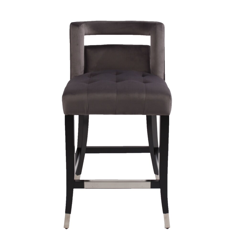 Velvet Barstool with nailheads Living Room Chair 2 pcs Set   26 inch Seater height