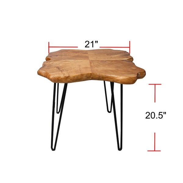 Greenage Live Edge Wood Coffee Table 4 Panels Table with Hairpin Legs