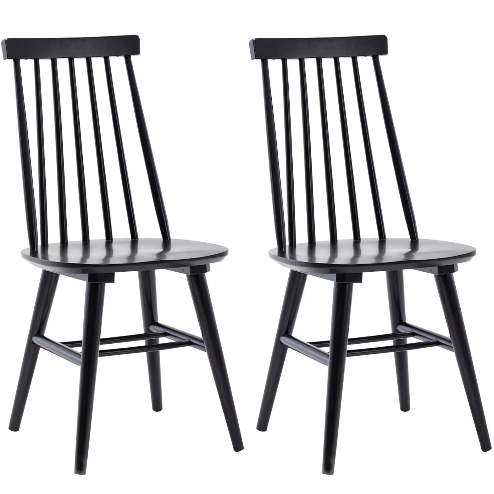 Duhome Elegant Lifestyle Dining Chairs Set of 2， Wood Dining Room Chairs Slat Spindle Back Kitchen Room Chair Windsor Chairs， Black