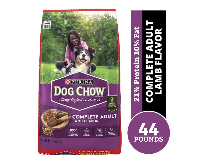 Purina Dog Chow Complete Adult， Real Lamb， 44 lb. Bag