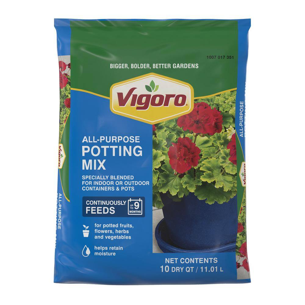 Vigoro 10 qt. All Purpose Potting Soil Mix for Indoor or Outdoor Use for Fruits Flowers Vegetables and Herbs 72779920