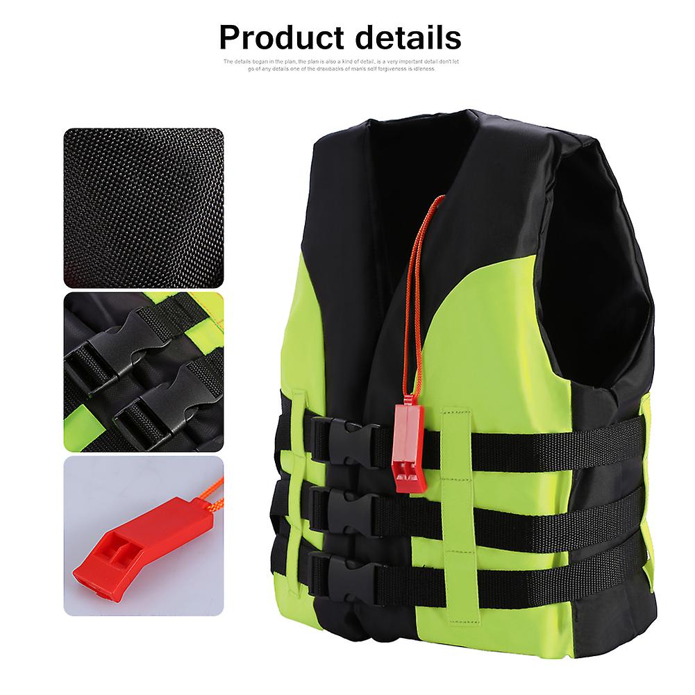 Life Vest Swimming Boating Drifting Aid Jacket With Whistle For Child(green， 5-12 Years Old)