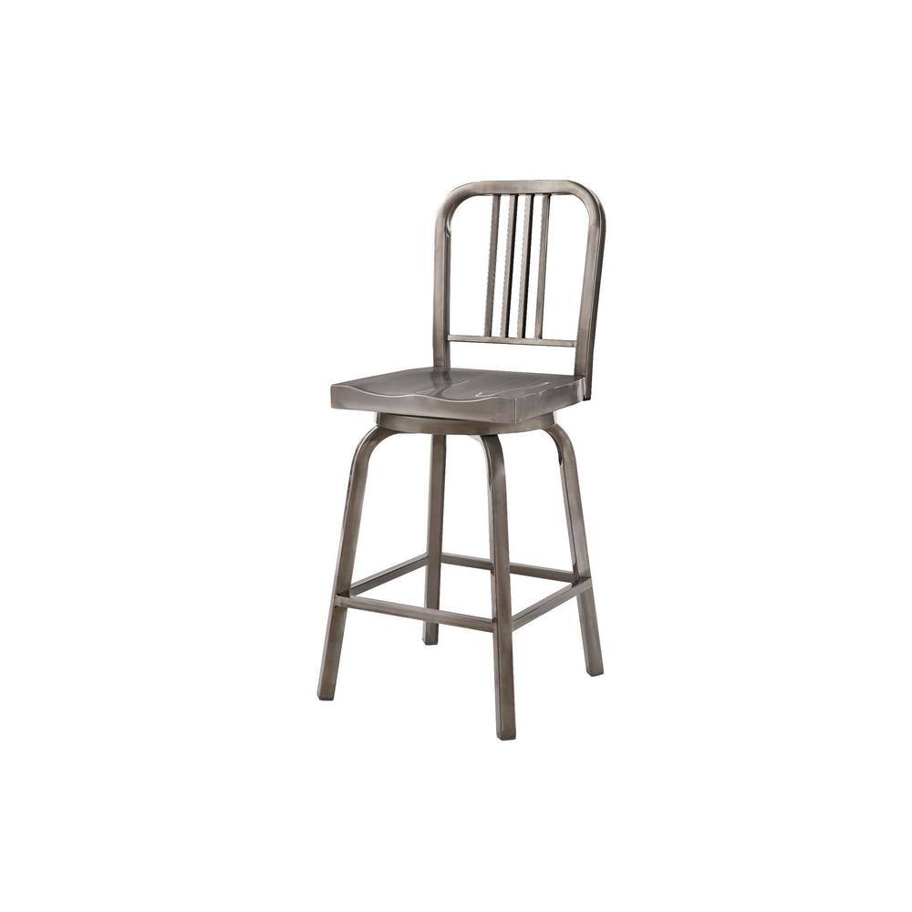 StyleWell Kipling Gunmetal Gray Metal Swivel Counter Stool with Back CM806R-24-GMG