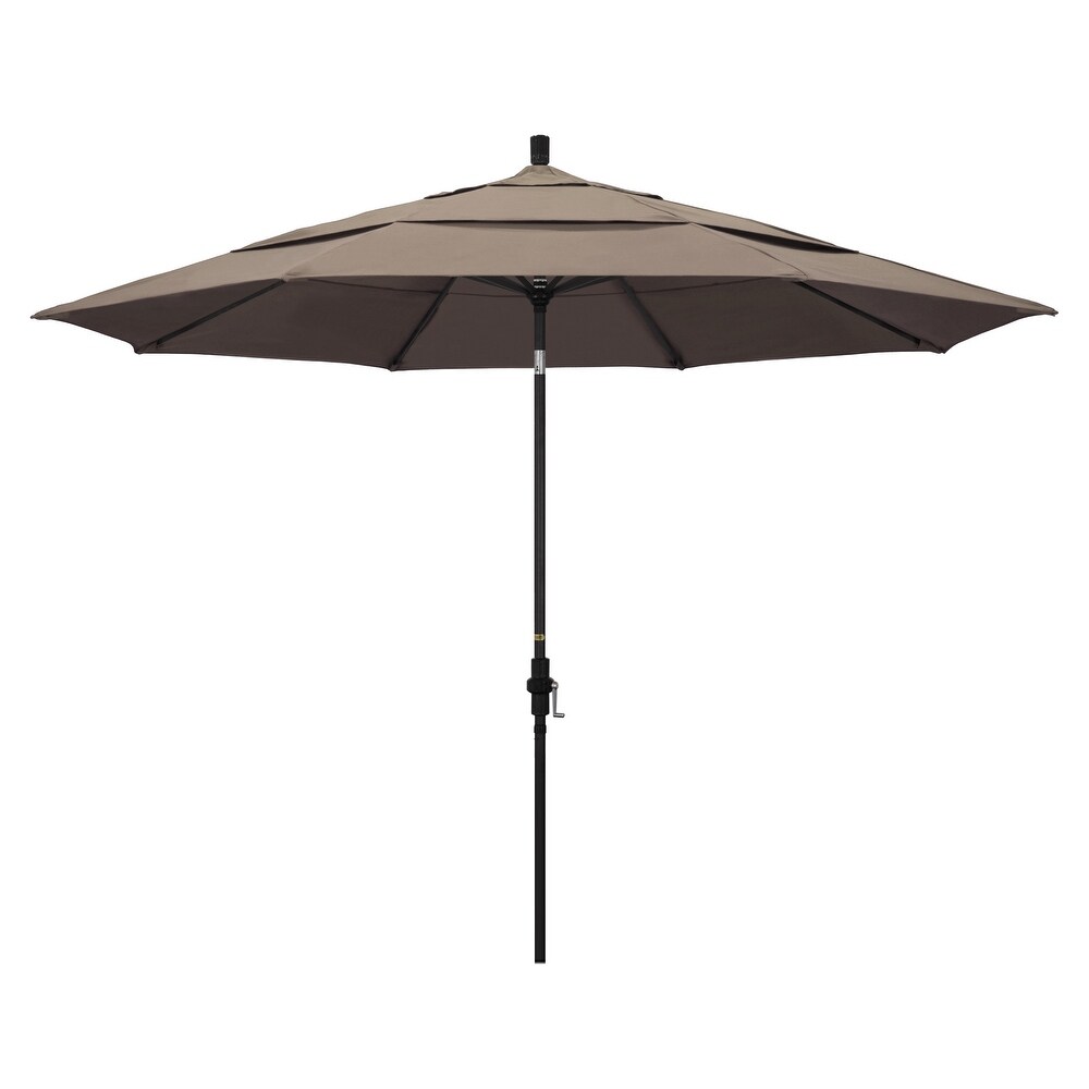 California Umbrella 11 Foot Round Aluminum  Crank Open Collar Tilt Patio Umbrella  Sunbrella Fabric
