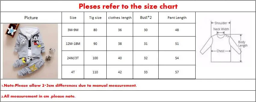 Baby Girls Boys Mickey Minnie Clothing Sets Spring Autumn Kids Outfits Hoodie+T-shirt+Pants Tracksuit Children Sport Suit