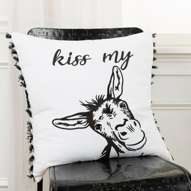 Oversize x27 kiss My x27 Square Throw Pillow Cover Rizzy Home