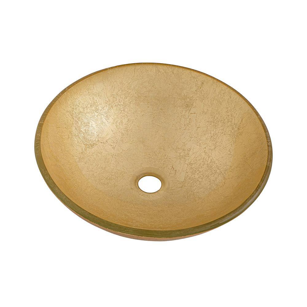 FINE FIXTURES Modern Gold Glass Round Vessel Sink MV1616GD