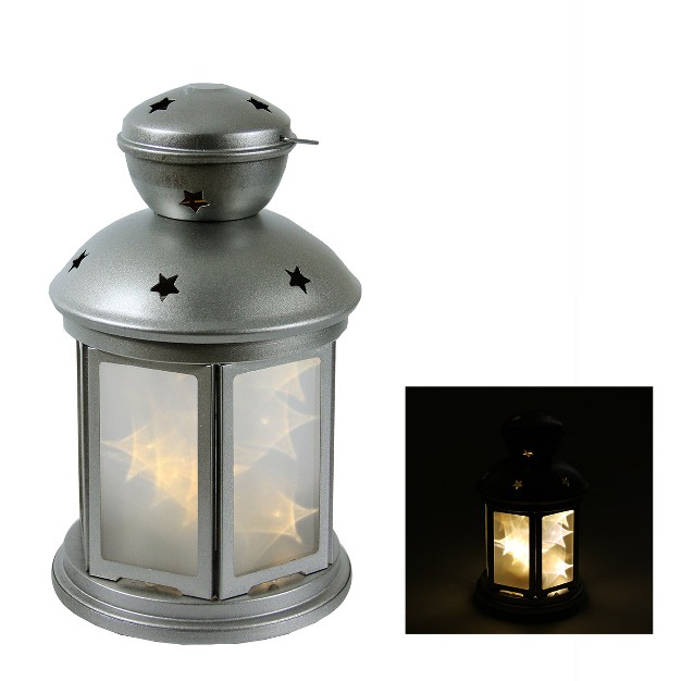 Led Lighted Invisilite Holographic Star Hanging Silver Lantern