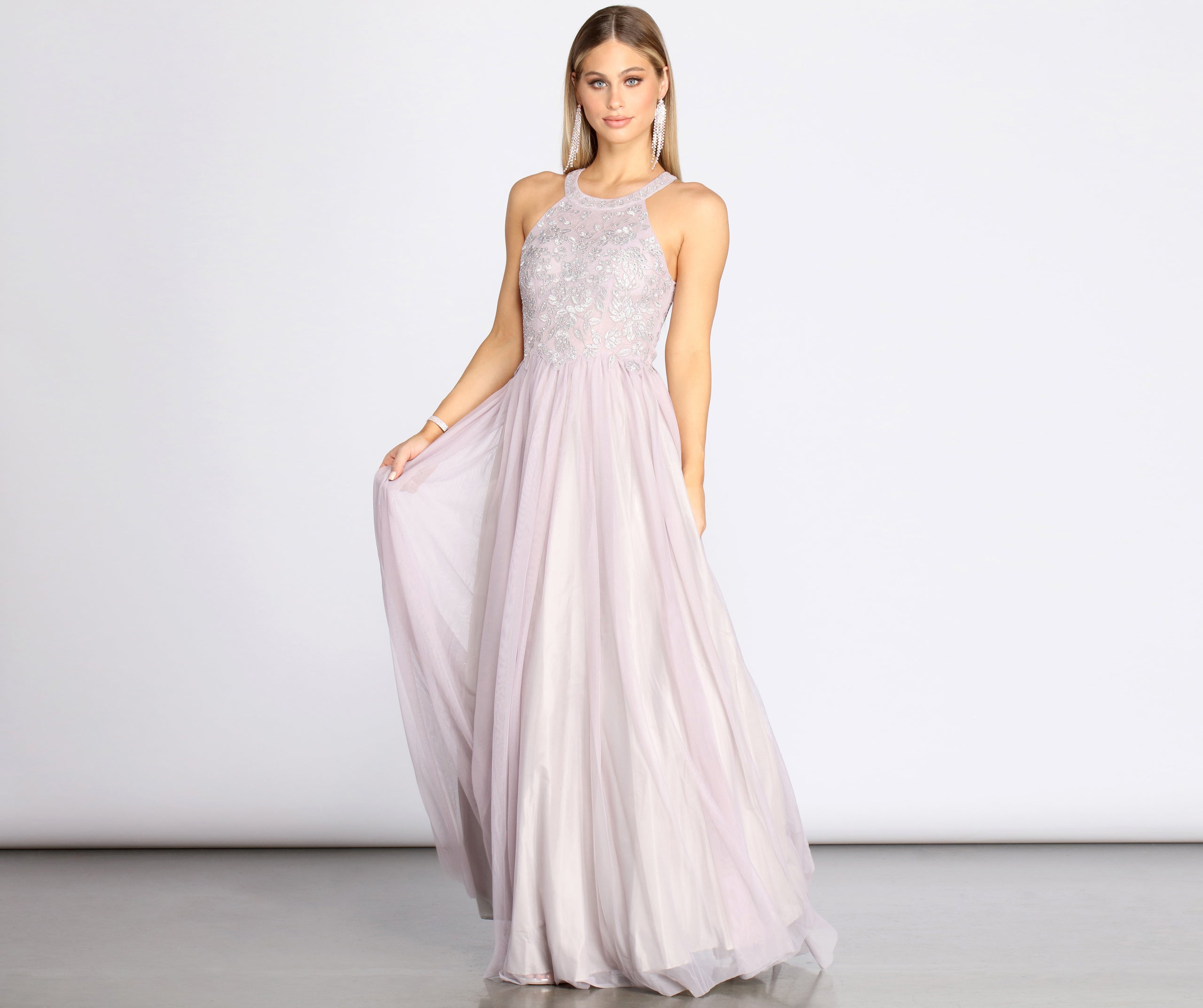 Briella Lace High Neck Tulle Ball Gown