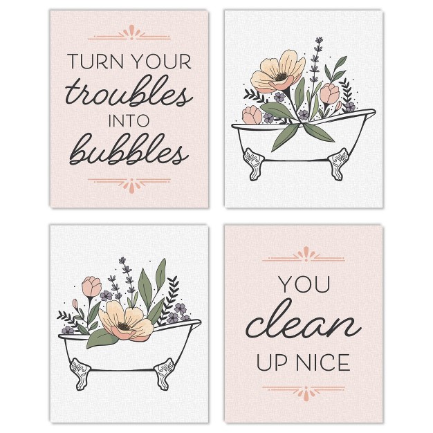 Big Dot Of Happiness Turn Your Troubles Into Bubbles Unframed Bathroom Linen Paper Wall Art Set Of 4 Artisms 8 X 10 Inches Colorful