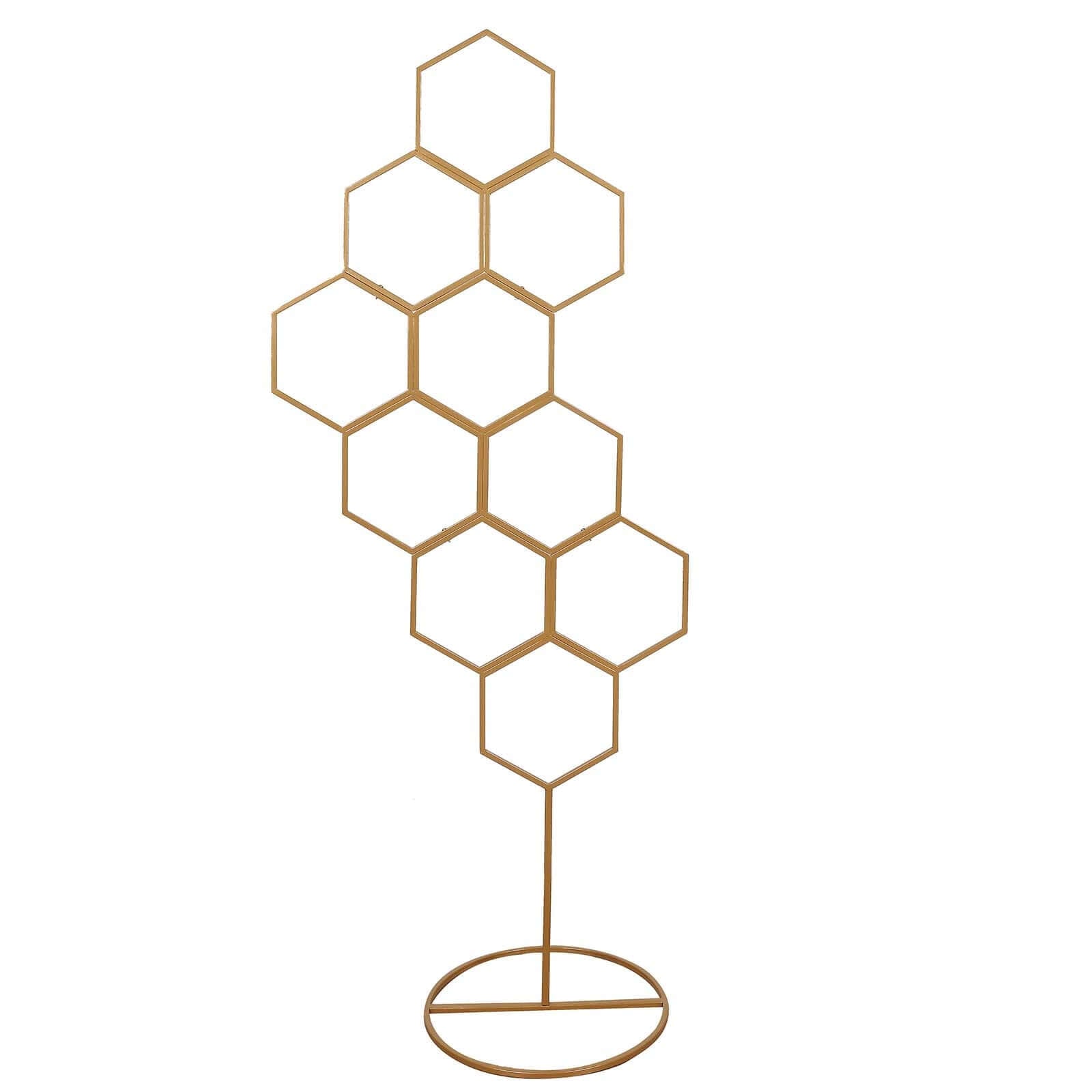 Gold Metal Honeycomb Floor Standing Balloon Display Arch, Wedding Flower Frame Backdrop Stand 6ft