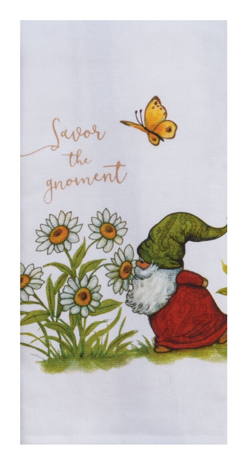 Set of GARDEN GNOME Savor The Moment Terry Kitchen Towels by Kay Dee Designs