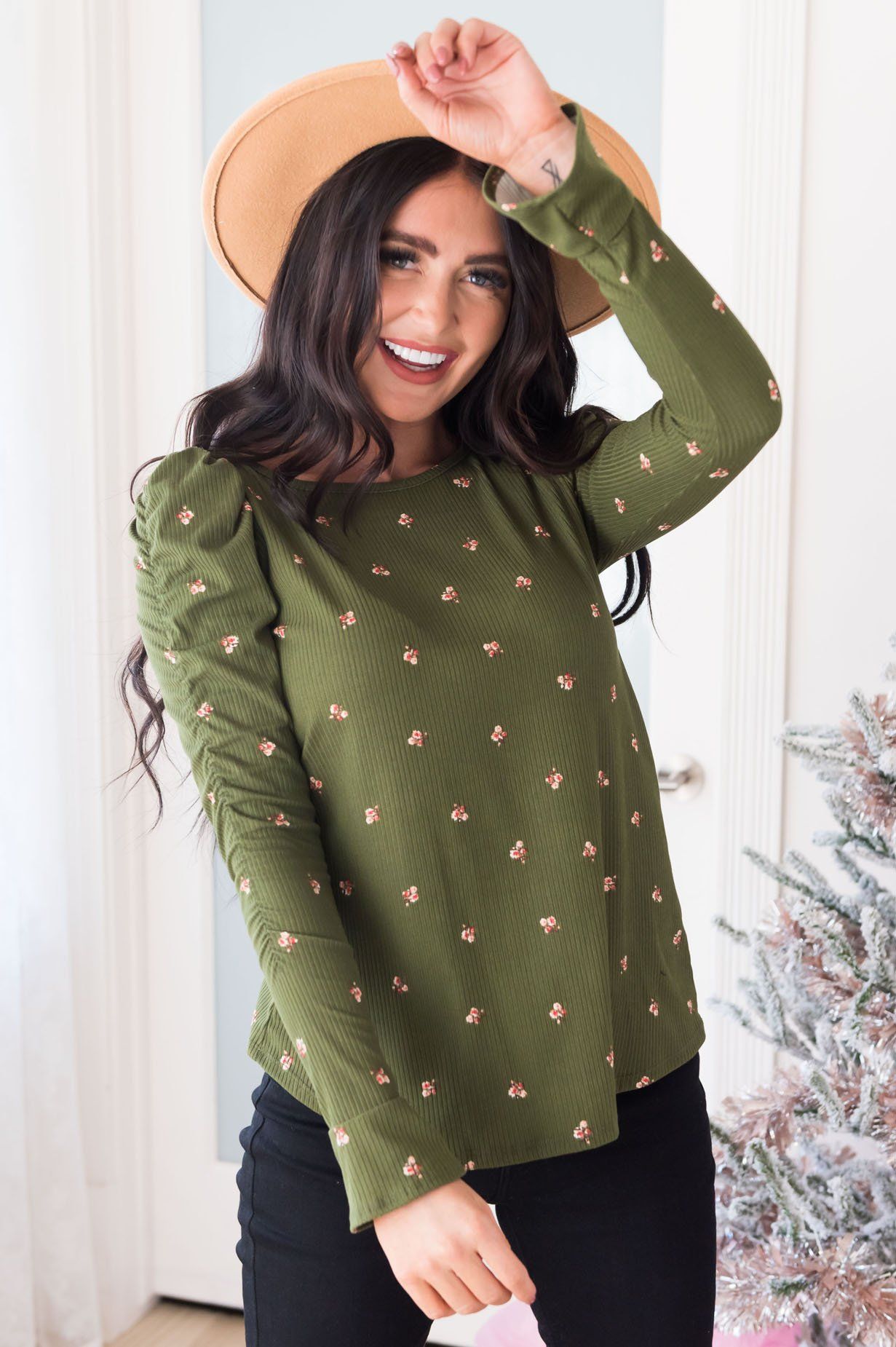 Winter Blooms Modest Blouse