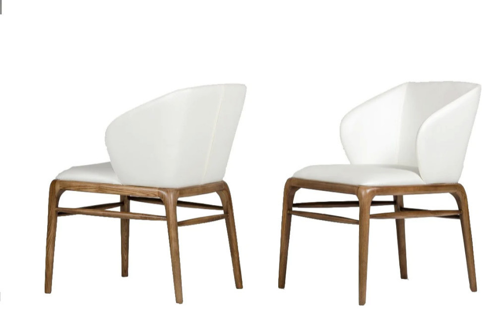 Vikki Modern Cream and Walnut Dining Chair  Set of 2   Midcentury   Dining Chairs   by V.S.D Furniture  Houzz