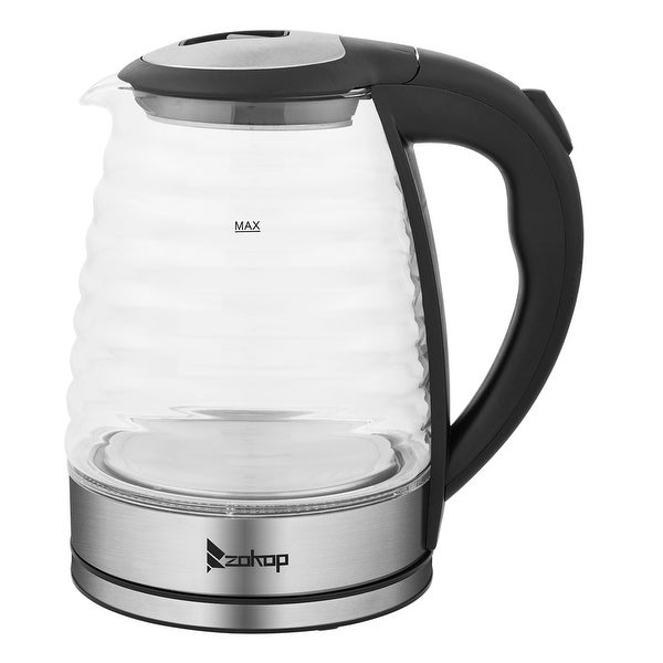 1.8L 1100W Stainless Steel Glass Electric Kettle with Blue Light