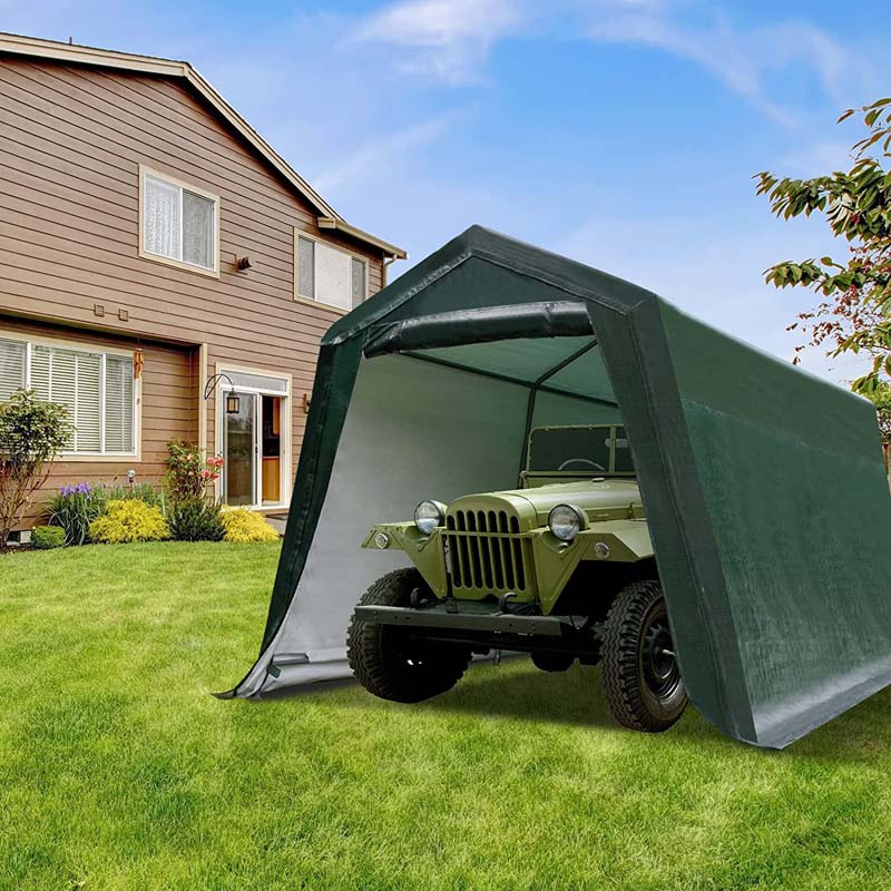 10 x 10 FT Outdoor Patio Steel Carport Canopy Tent Storage Shelter Garage Shed for Motorcycle ATV Car Bike