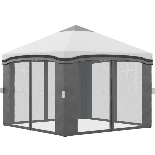 Outsunny 10 x27 X 10 x27 Pop Up Canopy With Nettings Foldable Party Tent With Wheeled Carry Bag And 4 Sand Bags