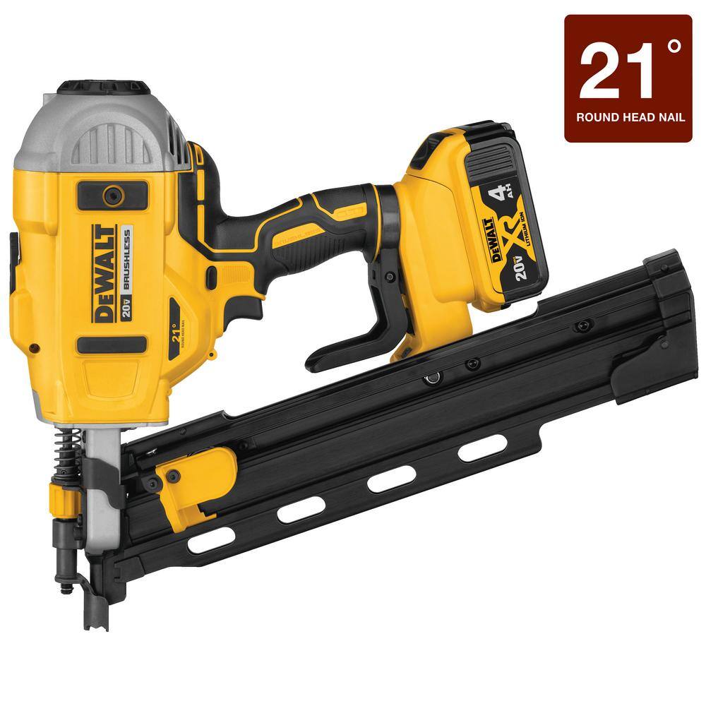 DW 20V MAX XR Lithium-Ion 21-Degree Cordless Framing Nailer Kit and Brushless 7-14 in. Circular Saw (Tools Only) DCN21PLM1W570B