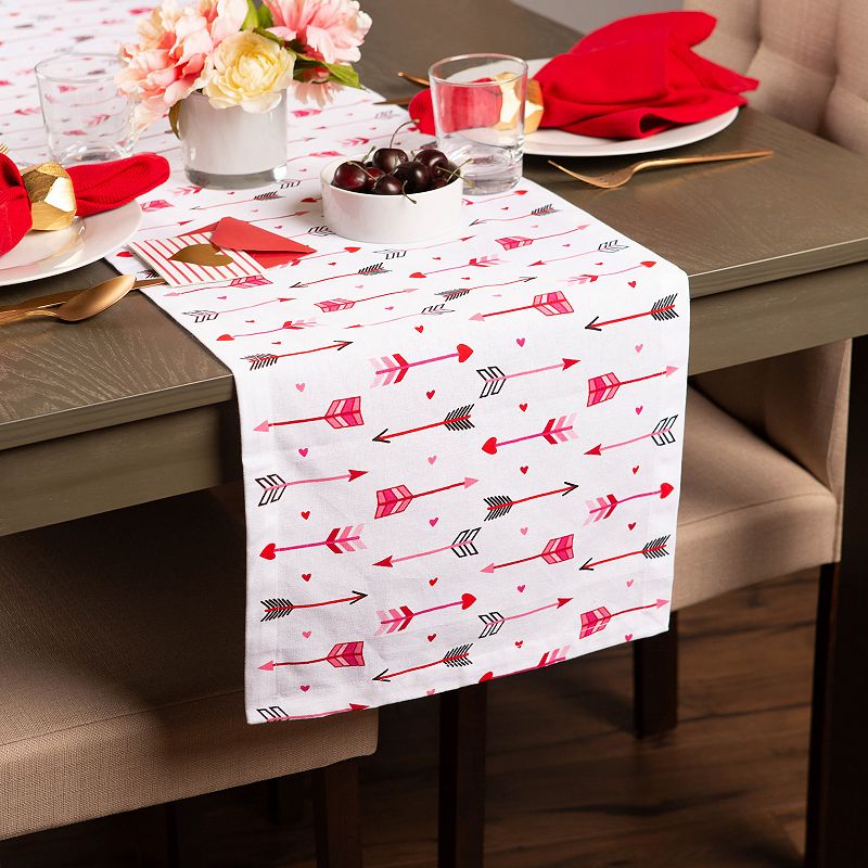 72 Red Hearts and Arrows Printed Valentine's Day Table Runner