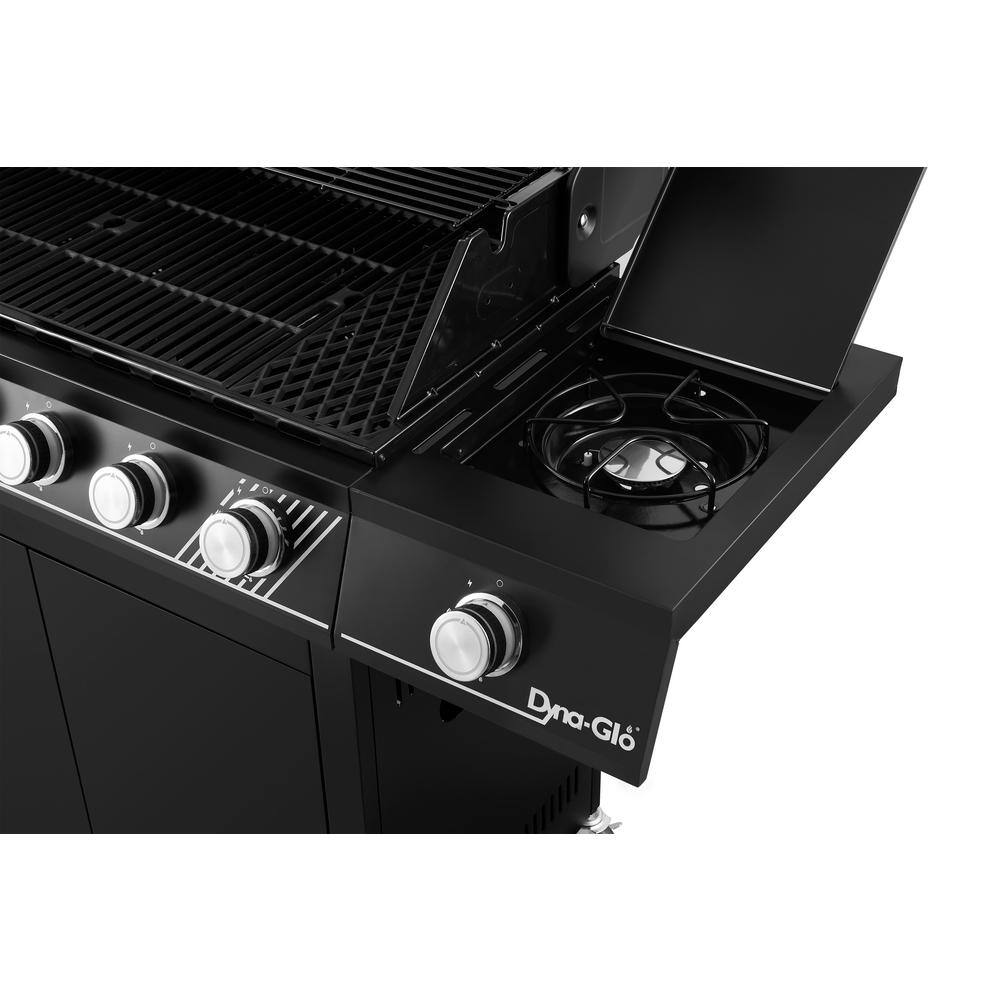 Dyna-Glo DGH563CRN-D 6-Burner Natural Gas Grill in Matte Black with TriVantage Multi-Functional Cooking System