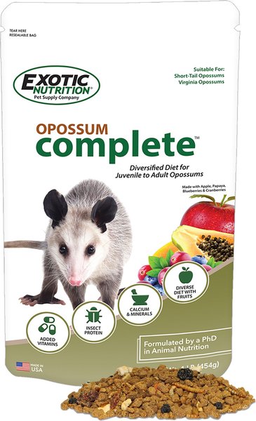 Exotic Nutrition Opossum Complete small-Pet Food， 4-lb bag