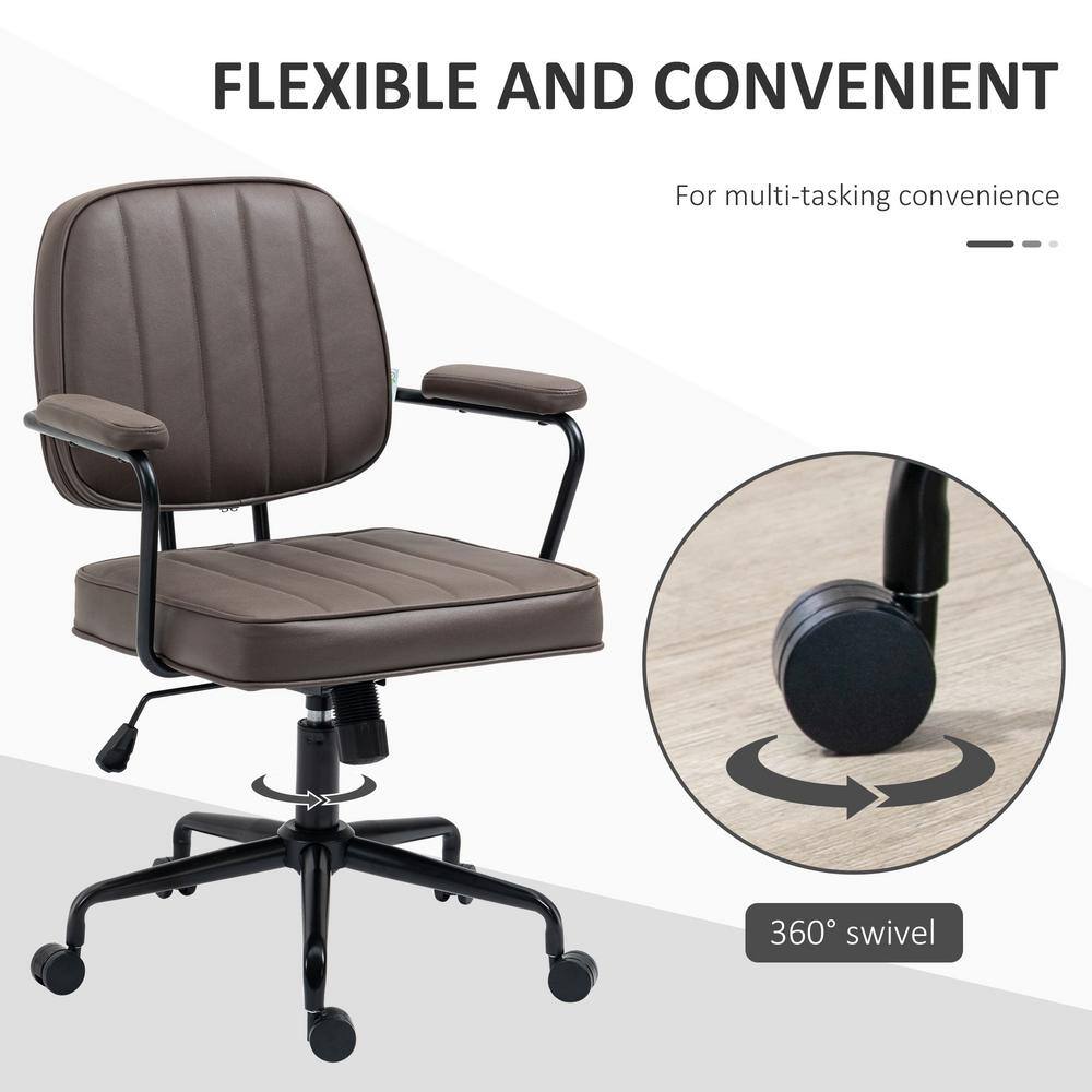 Vinsetto Light Brown Microfiber Cloth Home Office Chair, Desk Chair with Swivel Wheels, Adjustable Height, and Tilt Function 921-640V00LR