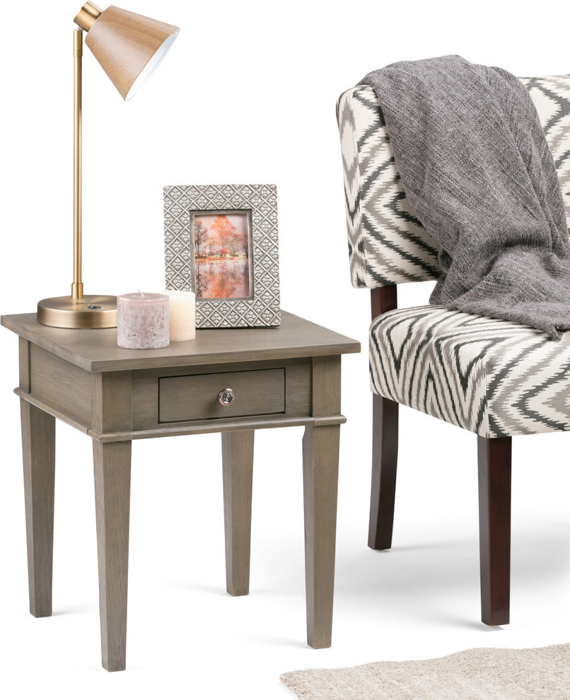 Carlton Solid Wood 18 quotSquare Contemporary End Side Table   Transitional   Side Tables And End Tables   by Homesquare  Houzz