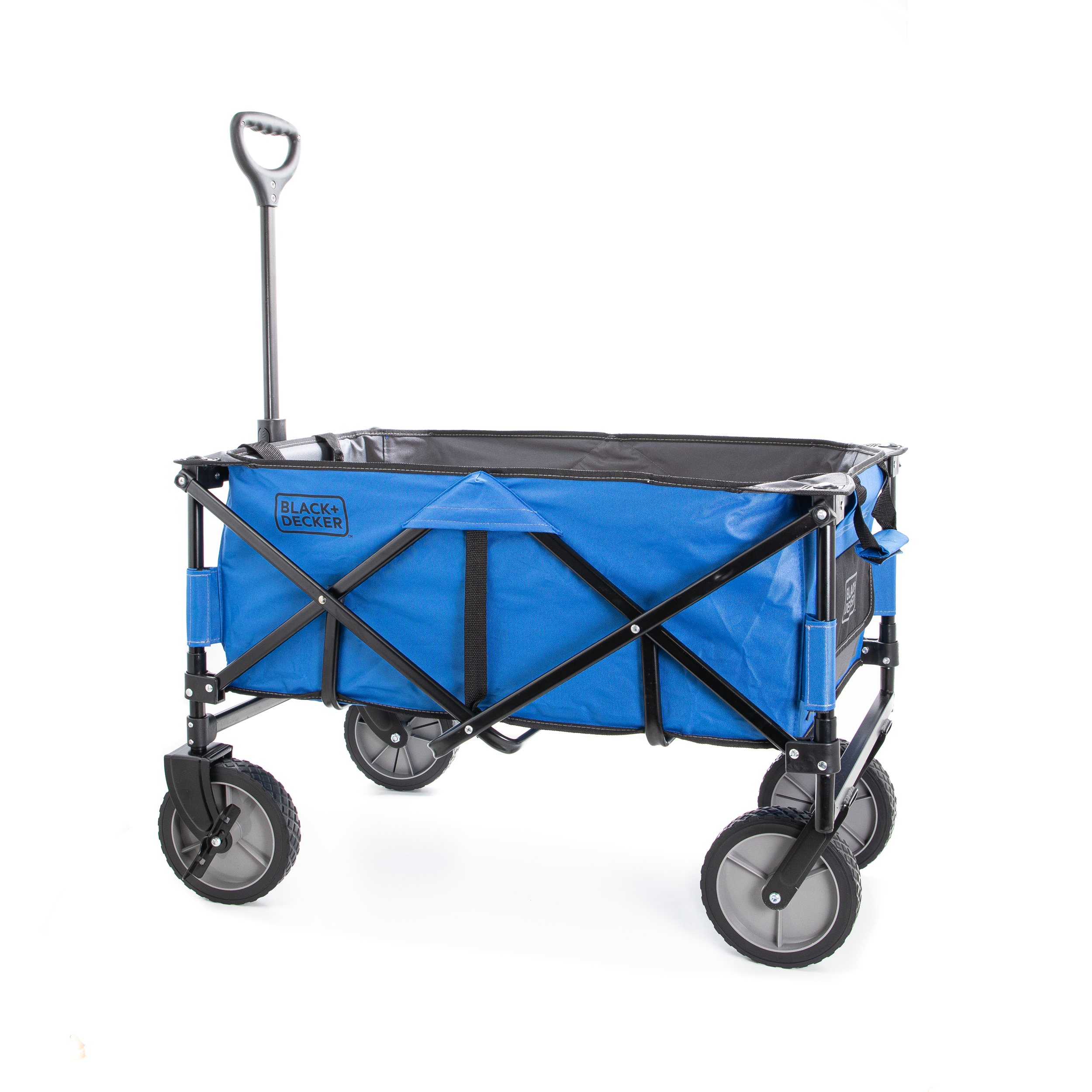 Collapsible Storage Cart, Folding Utility Wagon, Holds up to 176 lbs., Blue