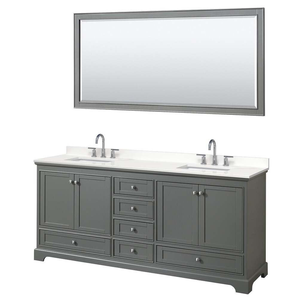 Deborah 80 inch Double Vanity  Quartz Top  70 inch Mirror