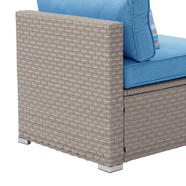 COSIEST PE Wicker Outdoor Armless Chair with Pillow