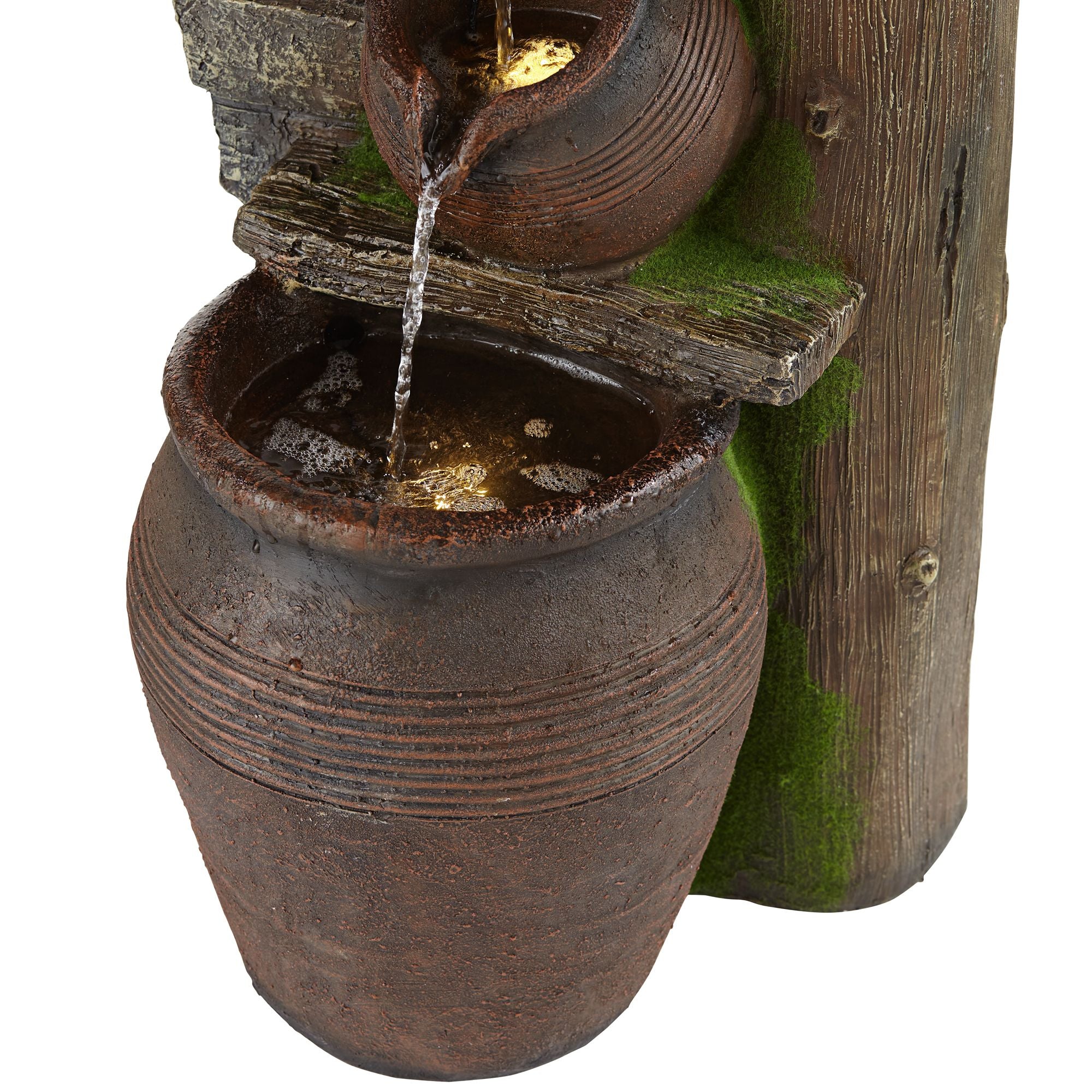 John Timberland Rustic Outdoor Floor Water Fountain with Light LED 39 1/4