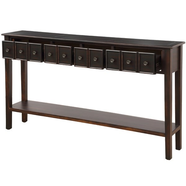 Rustic Entryway Console Table with two Different Size Drawers and Bottom Shelf