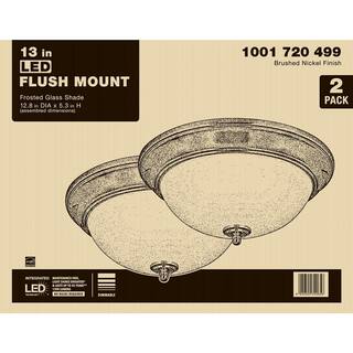 PRIVATE BRAND UNBRANDED 13 in. Brushed Nickel LED Flush Mount (2-Pack) JAL8011LBN